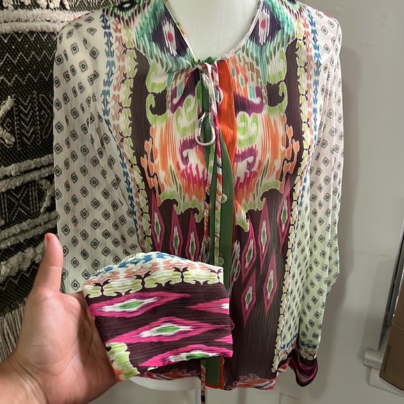 Zara Feather Trim Printed Blouse - Picture 3 of 7